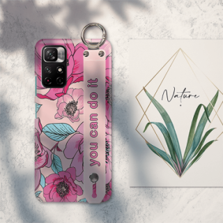 ETUI Z PASKIEM NA TELEFON XIAOMI REDMI NOTE 11 PRO 5G RÓŻOWE KWIATY