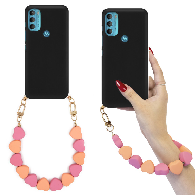 ETUI SMOOTH Z ŁAŃCUSZEK SERDUSZKA BLINK 85 NA TELEFON MOTOROLA MOTO G71 5G CZARNY