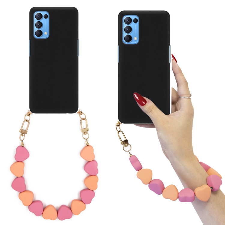 ETUI SMOOTH Z ŁAŃCUSZEK SERDUSZKA BLINK 85 NA TELEFON OPPO RENO 5 4G / RENO 5 5G / FIND X3 LITE CZARNY