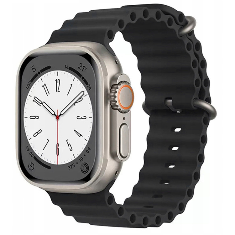 PASEK DO APPLE WATCH GUMOWY 3D 42 / 44 / 45 CZARNY