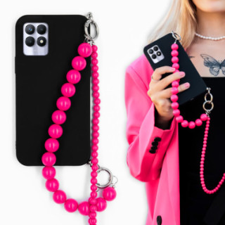 ETUI SMOOTH Z RÓŻOWYM ŁAŃCUSZKIEM KORALE BLINK 99 NA TELEFON REALME 8I CZARNY