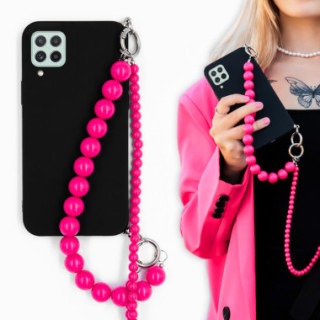 ETUI SMOOTH Z RÓŻOWYM ŁAŃCUSZKIEM KORALE BLINK 99 NA TELEFON SAMSUNG GALAXY A22 4G / M22 4G CZARNY