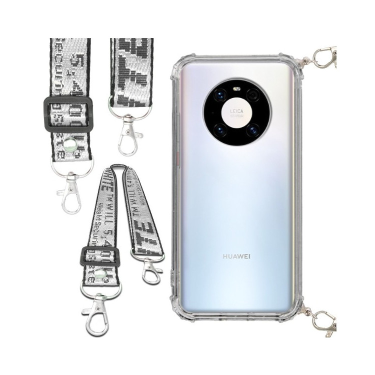 Etui Antishock ze Smyczą Białą HUAWEI MATE 40 Ochronne z Uchwytem Top