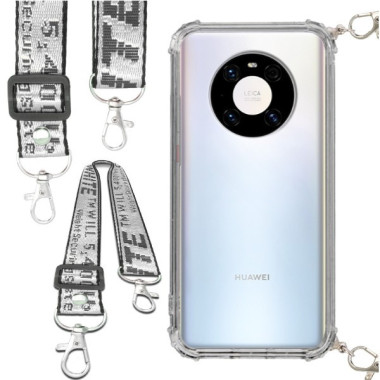 Etui Antishock ze Smyczą Białą HUAWEI MATE 40 Ochronne z Uchwytem Top