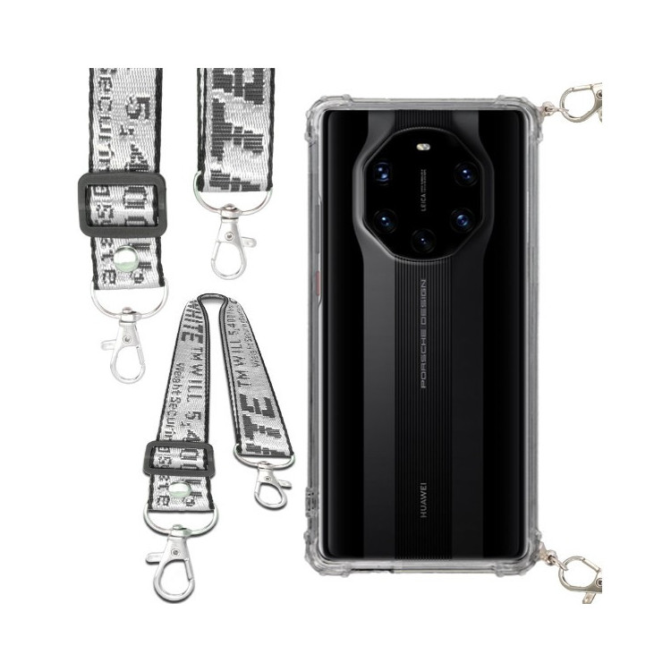 Etui Antishock ze Smyczą Białą HUAWEI MATE 40 RS Ochronne z Uchwytem Top