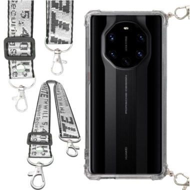 Etui Antishock ze Smyczą Białą HUAWEI MATE 40 RS Ochronne z Uchwytem Top