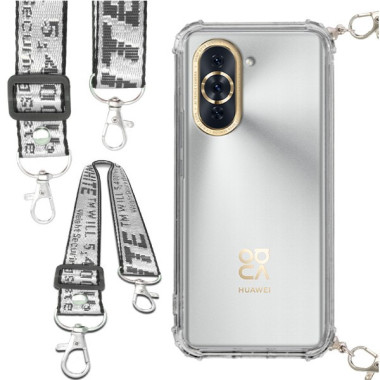 Etui Antishock ze Smyczą Białą HUAWEI NOVA 10 PRO Ochronne z Uchwytem Top