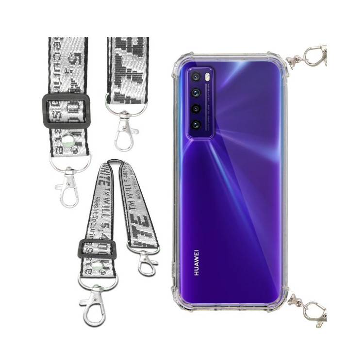 Etui Antishock ze Smyczą Białą HUAWEI NOVA 7 Ochronne z Uchwytem Top