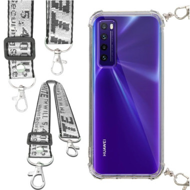 Etui Antishock ze Smyczą Białą HUAWEI NOVA 7 Ochronne z Uchwytem Top