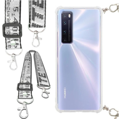 Etui Antishock ze Smyczą Białą HUAWEI NOVA 7 PRO Ochronne z Uchwytem Top