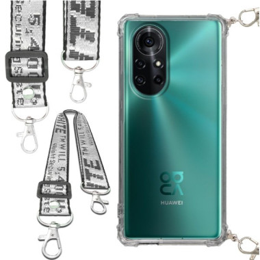 Etui Antishock ze Smyczą Białą HUAWEI NOVA 8 5G Ochronne z Uchwytem Top