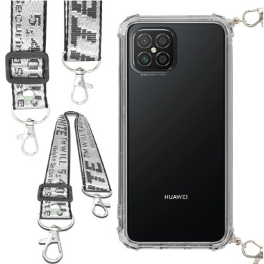 Etui Antishock ze Smyczą Białą HUAWEI NOVA 8 SE Ochronne z Uchwytem Top