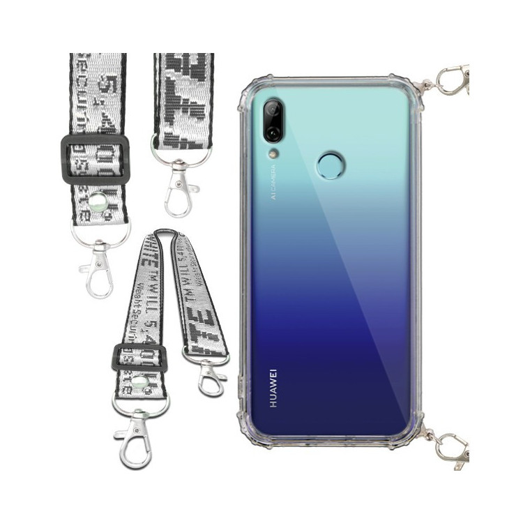 Etui Antishock ze Smyczą Białą HUAWEI P SMART 2019 Ochronne z Uchwytem Top