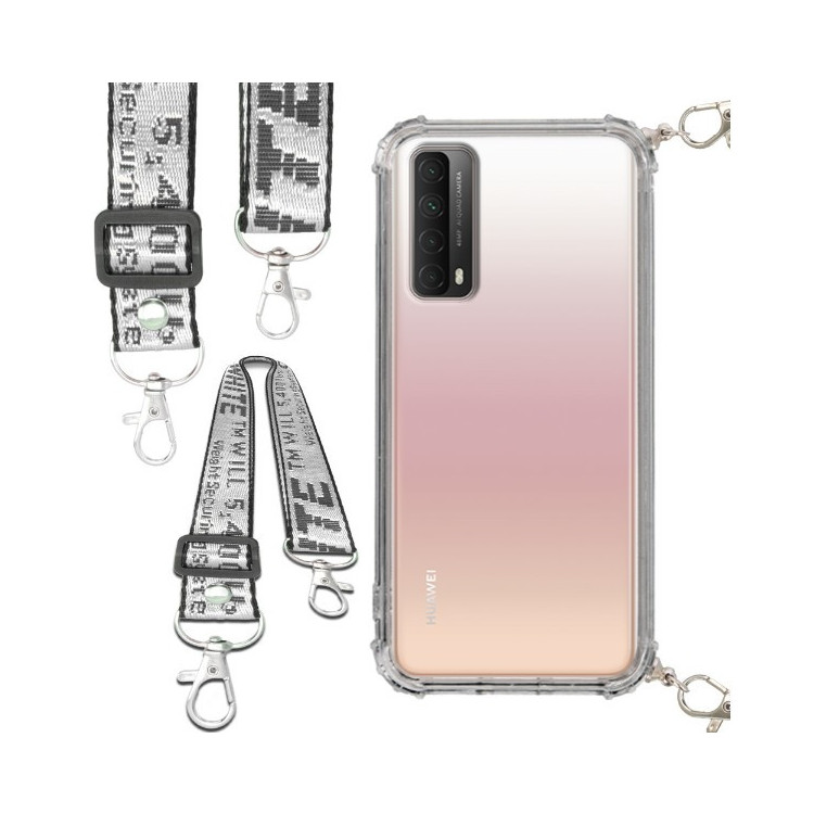 Etui Antishock ze Smyczą Białą HUAWEI P SMART 2021 / Y7A Ochronne z Uchwytem Top