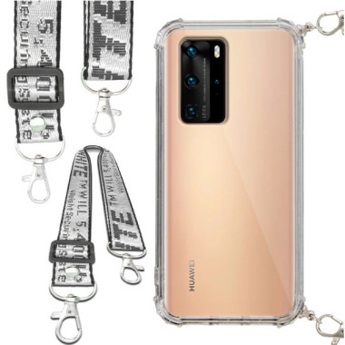 Etui Antishock ze Smyczą Białą HUAWEI P40 PRO Ochronne z Uchwytem Top