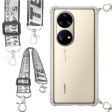 Etui Antishock ze Smyczą Białą HUAWEI P50 PRO Ochronne z Uchwytem Top