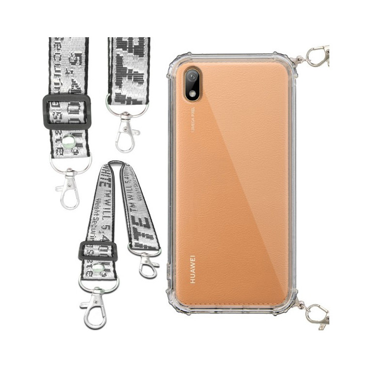 Etui Antishock ze Smyczą Białą HUAWEI Y5 2019 Ochronne z Uchwytem Top