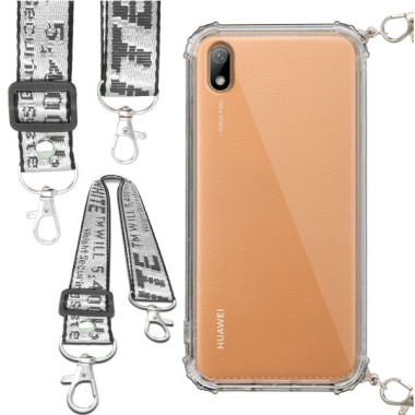 Etui Antishock ze Smyczą Białą HUAWEI Y5 2019 Ochronne z Uchwytem Top