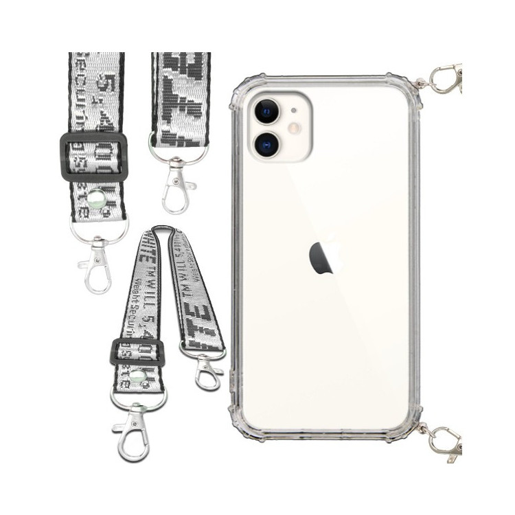 Etui Antishock ze Smyczą Białą APPLE IPHONE 11 Ochronne z Uchwytem Top