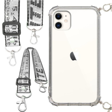 Etui Antishock ze Smyczą Białą APPLE IPHONE 11 Ochronne z Uchwytem Top