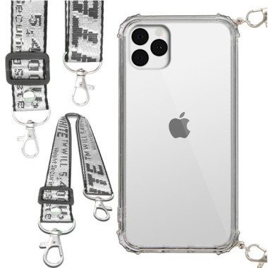 Etui Antishock ze Smyczą Białą APPLE IPHONE 11 Pro Ochronne z Uchwytem Top