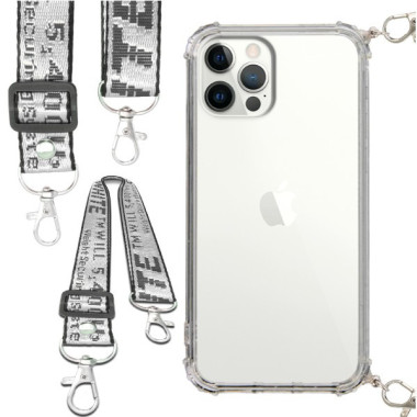 Etui Antishock ze Smyczą Białą APPLE IPHONE 12 PRO Ochronne z Uchwytem Top