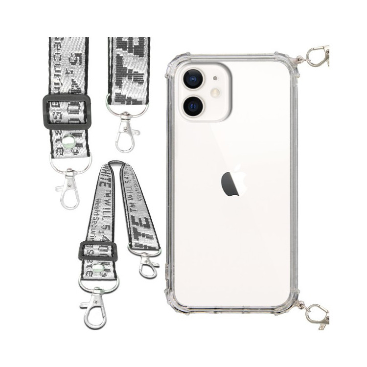 Etui Antishock ze Smyczą Białą APPLE IPHONE 12 MINI Ochronne z Uchwytem Top