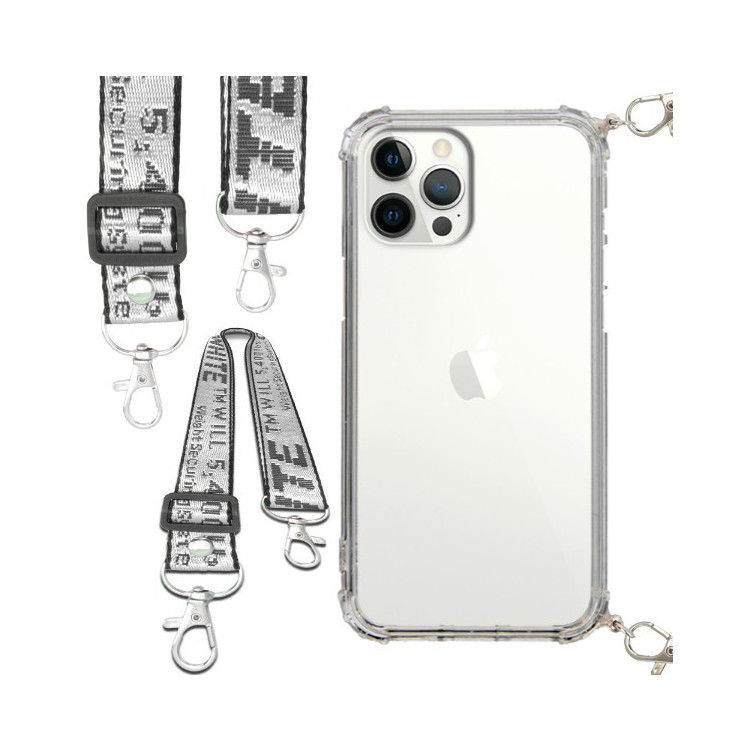 Etui Antishock ze Smyczą Białą APPLE IPHONE 12 PRO MAX Ochronne z Uchwytem Top