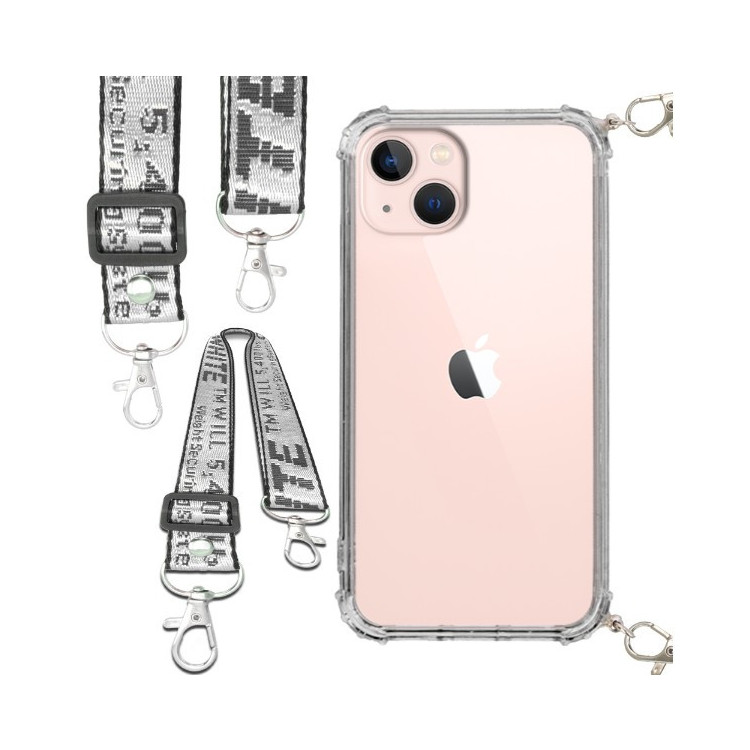 Etui Antishock ze Smyczą Białą APPLE IPHONE 13 Ochronne z Uchwytem Top