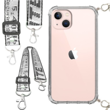 Etui Antishock ze Smyczą Białą APPLE IPHONE 13 Ochronne z Uchwytem Top