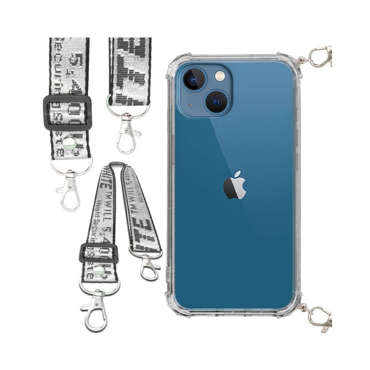 Etui Antishock ze Smyczą Białą APPLE IPHONE 14 Ochronne z Uchwytem Top