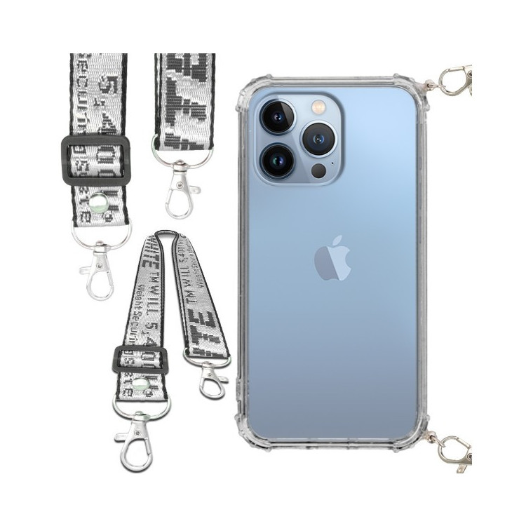 Etui Antishock ze Smyczą Białą APPLE IPHONE 13 PRO Ochronne z Uchwytem Top