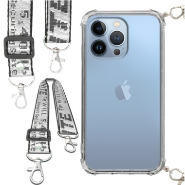 Etui Antishock ze Smyczą Białą APPLE IPHONE 13 PRO Ochronne z Uchwytem Top