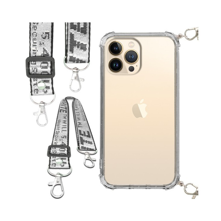 Etui Antishock ze Smyczą Białą APPLE IPHONE 13 PRO MAX Ochronne z Uchwytem Top