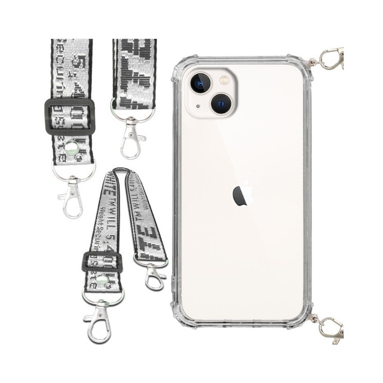 Etui Antishock ze Smyczą Białą APPLE IPHONE 14 PLUS Ochronne z Uchwytem Top