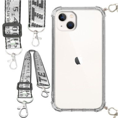 Etui Antishock ze Smyczą Białą APPLE IPHONE 14 PLUS Ochronne z Uchwytem Top