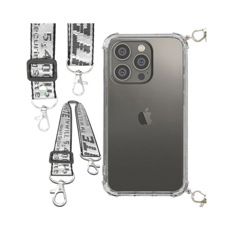 Etui Antishock ze Smyczą Białą APPLE IPHONE 14 PRO Ochronne z Uchwytem Top