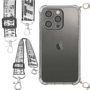 Etui Antishock ze Smyczą Białą APPLE IPHONE 14 PRO Ochronne z Uchwytem Top