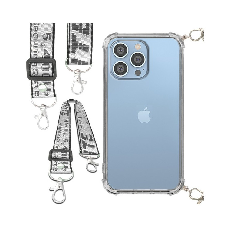 Etui Antishock ze Smyczą Białą APPLE IPHONE 14 PRO MAX Ochronne z Uchwytem Top