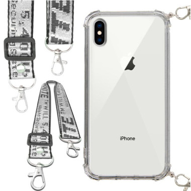 Etui Antishock ze Smyczą Białą APPLE IPHONE X / XS Ochronne z Uchwytem Top