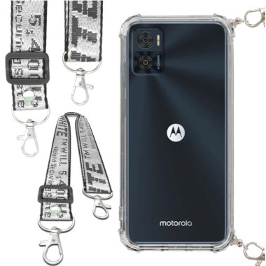 Etui Antishock ze Smyczą Białą MOTOROLA MOTO E22 / E22i Ochronne z Uchwytem Top