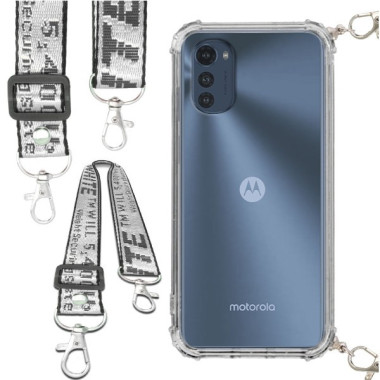 Etui Antishock ze Smyczą Białą MOTOROLA MOTO E32 Ochronne z Uchwytem Top