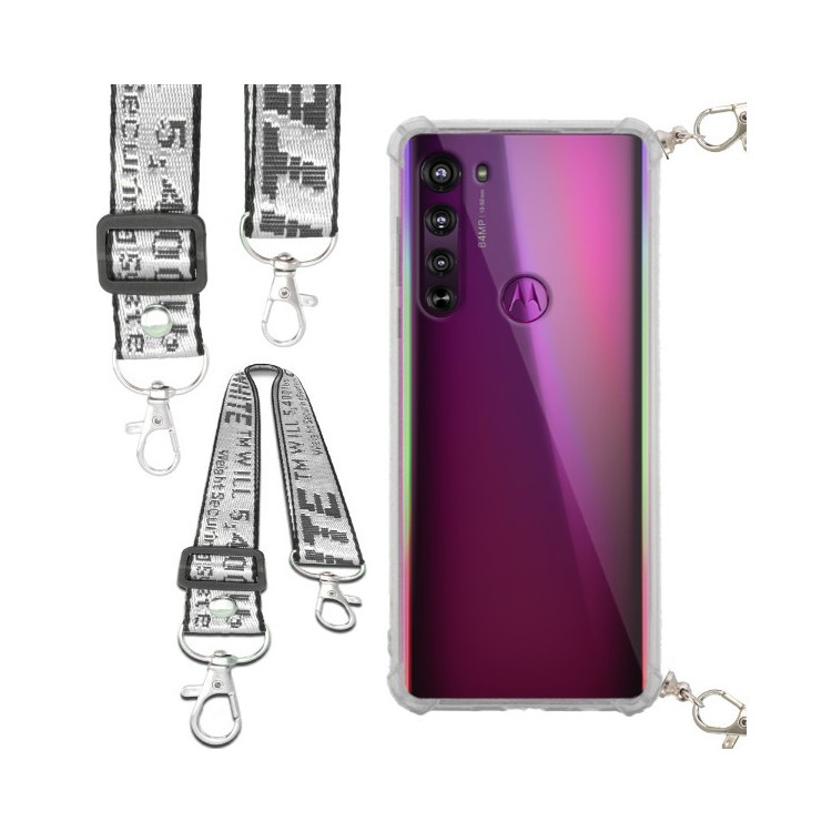 Etui Antishock ze Smyczą Białą MOTOROLA EDGE Ochronne z Uchwytem Top