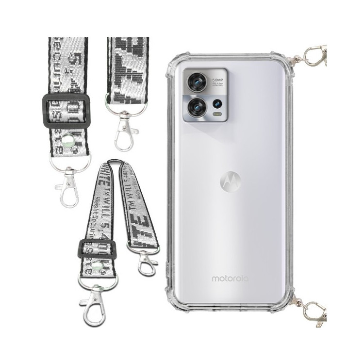 Etui Antishock ze Smyczą Białą MOTOROLA MOTO EDGE 30 FUSION / S30 PRO  Ochronne z Uchwytem Top