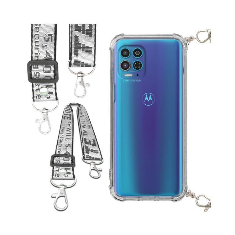 Etui Antishock ze Smyczą Białą MOTOROLA MOTO G100 / EDGE S Ochronne z Uchwytem Top