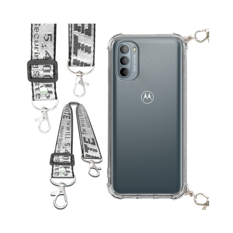 Etui Antishock ze Smyczą Białą MOTOROLA MOTO G31 4G / G41 4G  Ochronne z Uchwytem Top