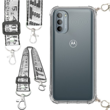 Etui Antishock ze Smyczą Białą MOTOROLA MOTO G31 4G / G41 4G  Ochronne z Uchwytem Top