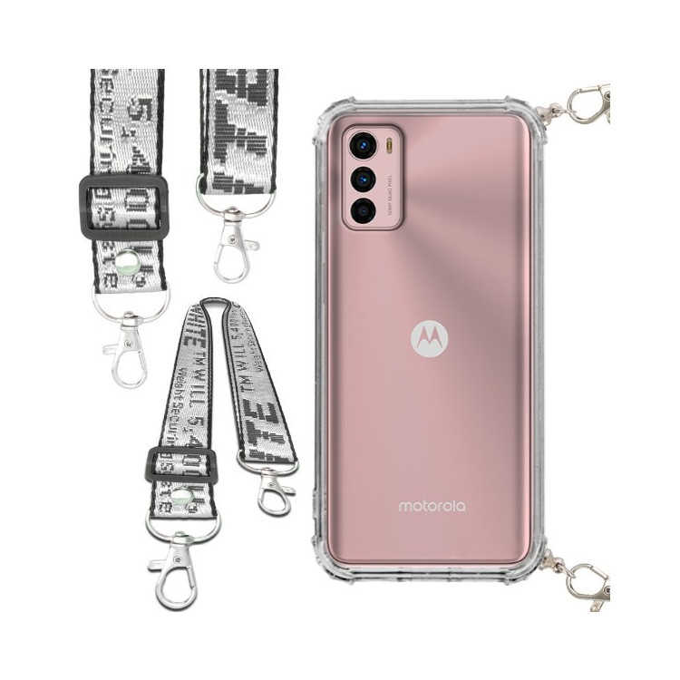 Etui Antishock ze Smyczą Białą MOTOROLA MOTO G42 Ochronne z Uchwytem Top