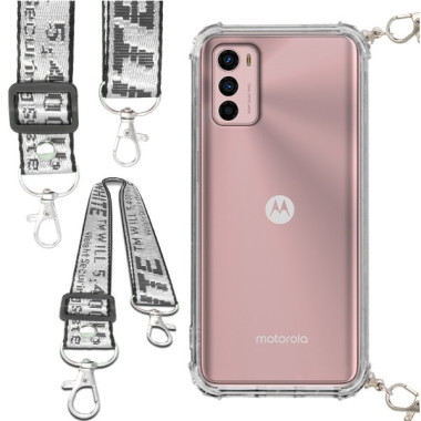 Etui Antishock ze Smyczą Białą MOTOROLA MOTO G42 Ochronne z Uchwytem Top