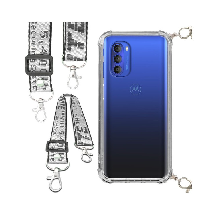 Etui Antishock ze Smyczą Białą MOTOROLA MOTO G51 5G  Ochronne z Uchwytem Top